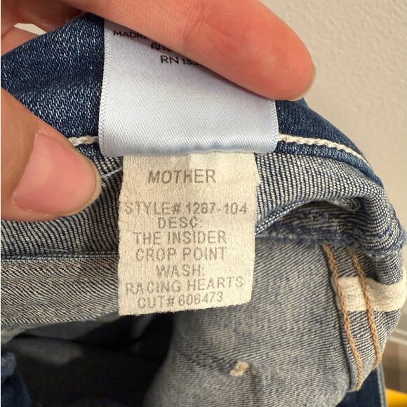 MOTHER Womens Sz 25 The Insider Crop Point Racing Hearts Jeans Casual Distressed - Picture 9 of 9